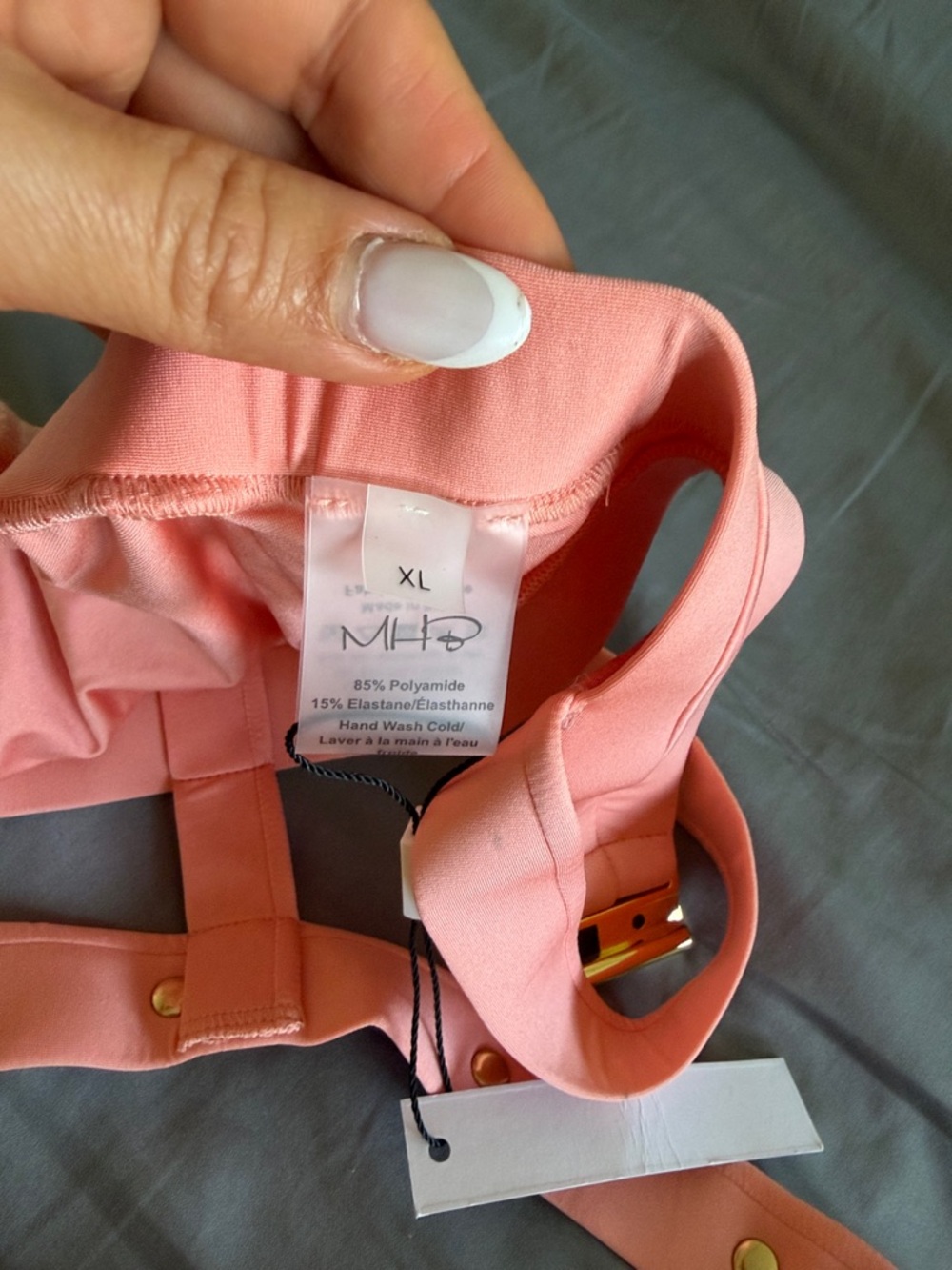 Monica Hansen Coral Pink Bikini Top and Bottom set - Picture 6 of 6